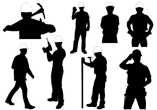 502x352 Construction Worker Vector Graphic Silhouettes Graphics Vector