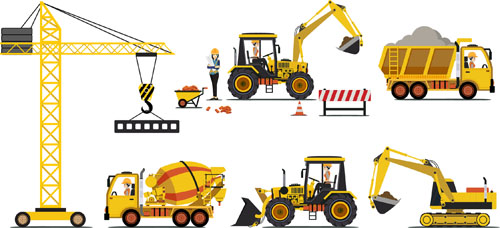 500x228 Construction Vehicles Design Vectors Set Free Download