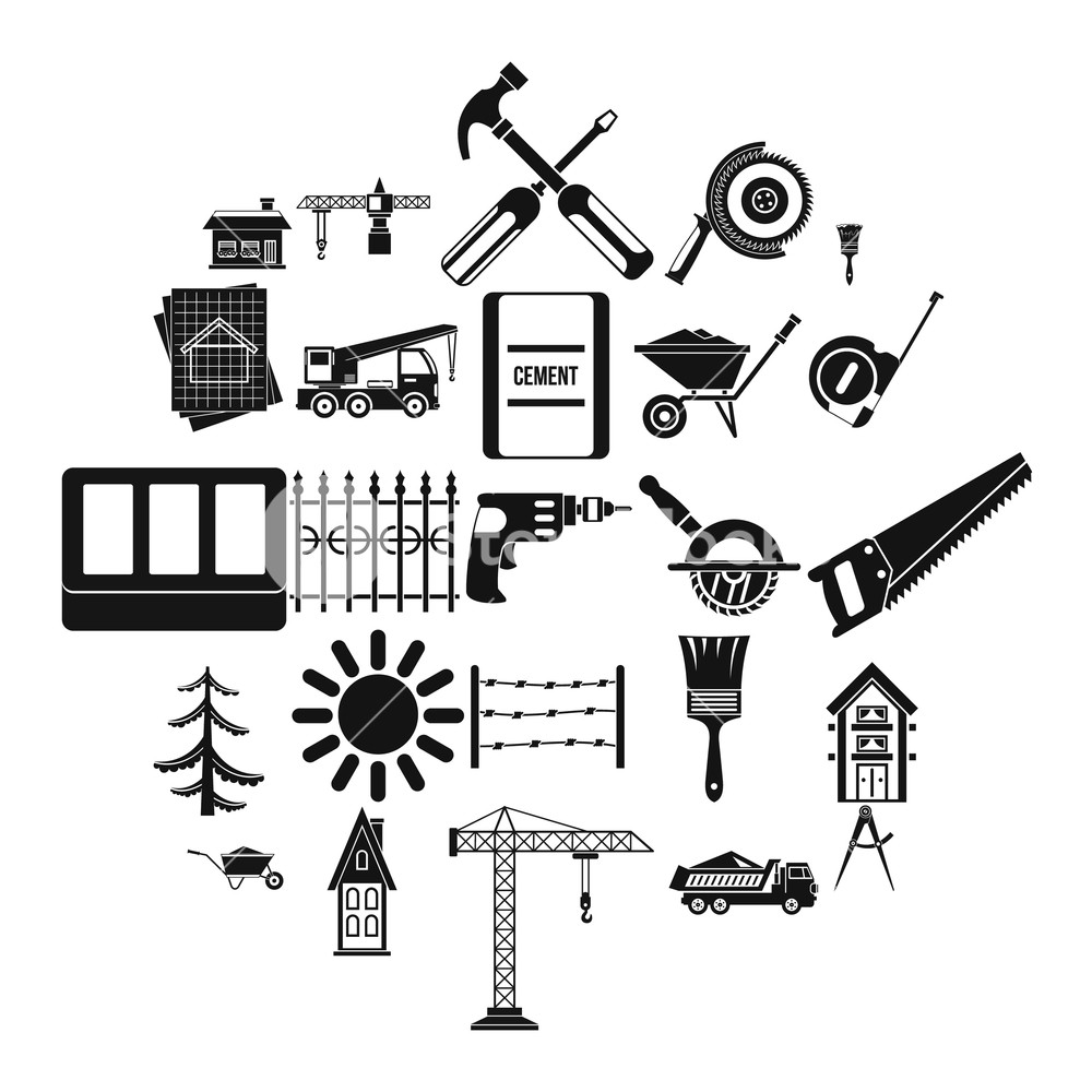 1000x1000 Sturdy Construction Icons Set Simple Set Of Sturdy