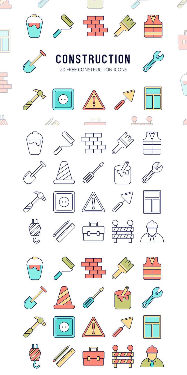 735x1470 Free Construction Vector Icon Set Icon Sets Icon Set, Icon
