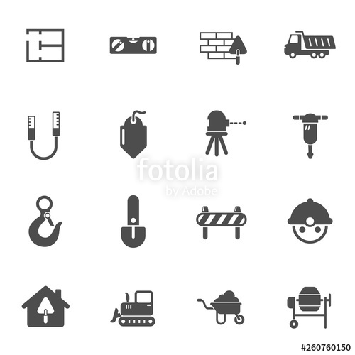 500x500 Building Construction Vector Icons Set Work Tools