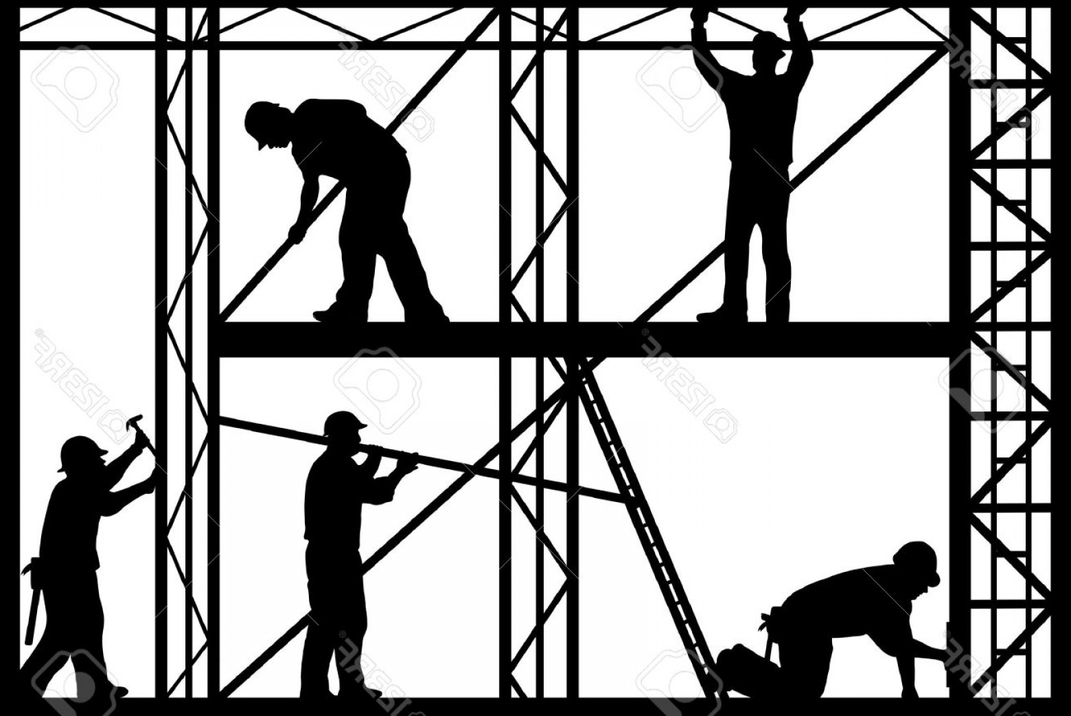 Construction Worker Silhouette Vector at Vectorified.com | Collection ...