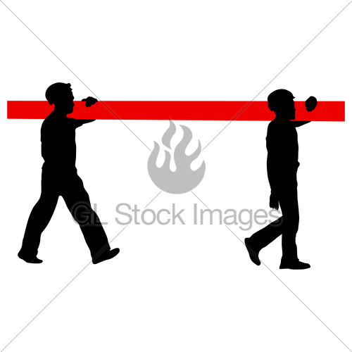 500x500 Silhouette Of Two Construction Workers Carry Pipe Vector Gl