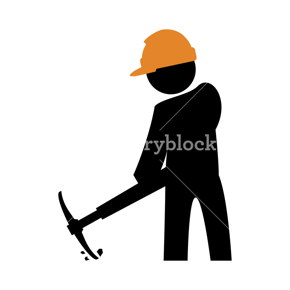1000x1000 Worker Construction With Pick Silhouette Vector Illustration