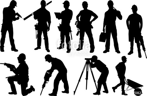 500x327 Construction Workers Silhouette Shape Vector Stock Image