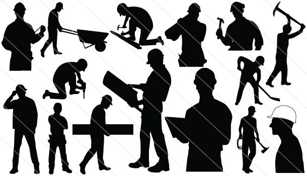 610x350 Construction Workers Silhouette Vector