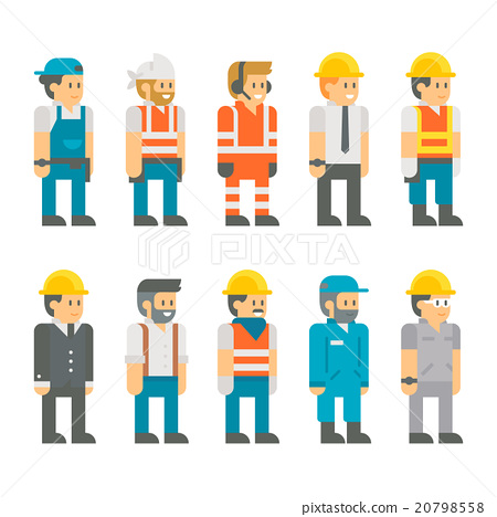 450x468 Flat Design Construction Worker Vector