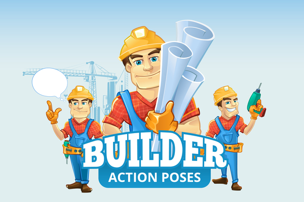 600x399 Funny Cartoon Construction Worker Vector Free Download