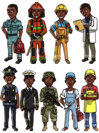 324x432 Black Construction Worker Cartoon Vector Clipart