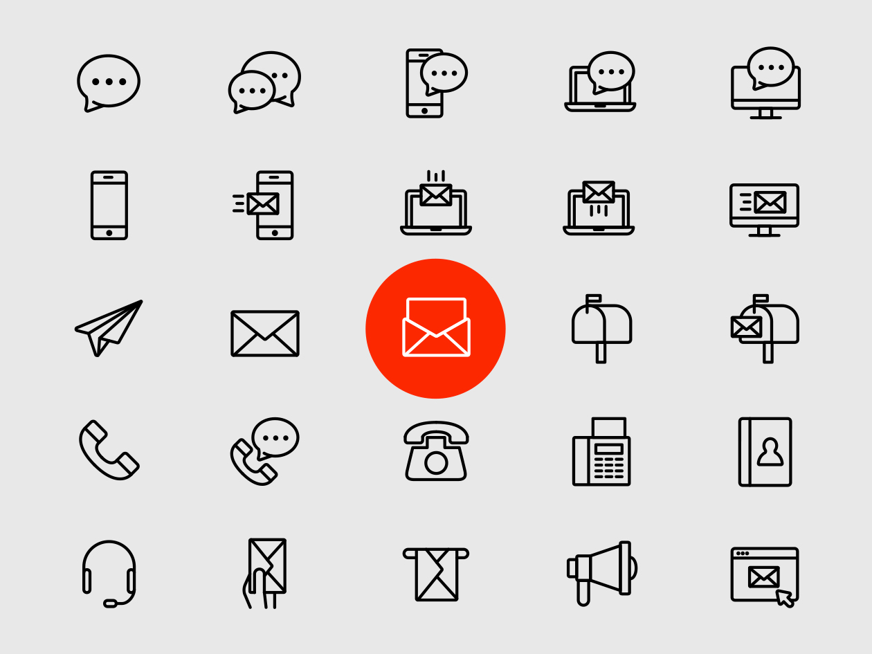 1260x945 Line Contact Icons Vector Format