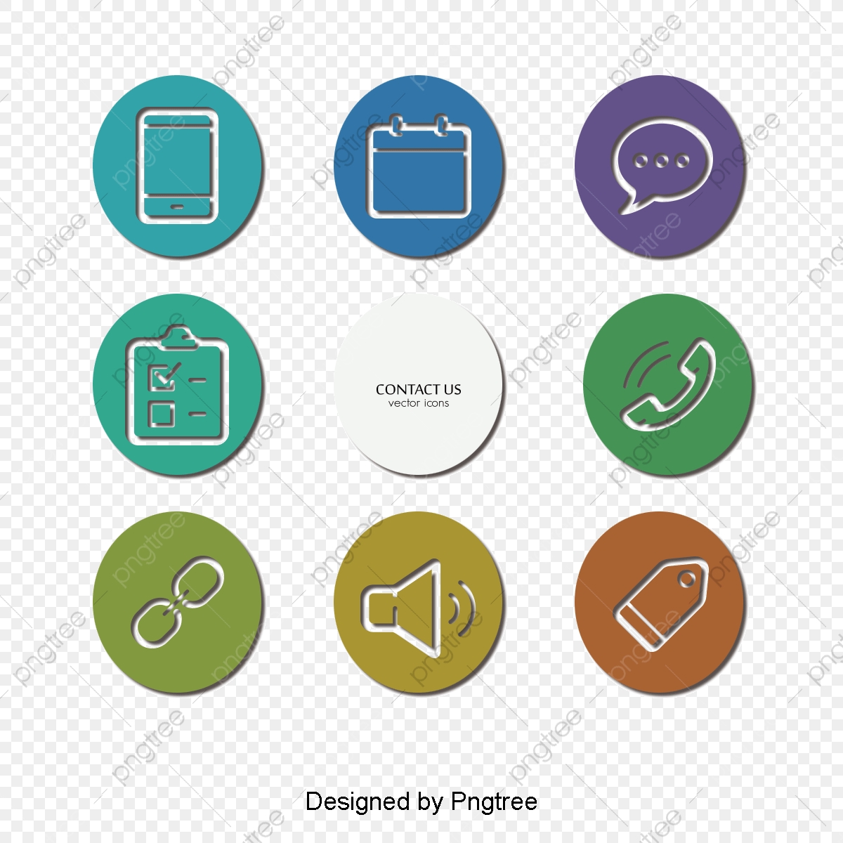 1200x1200 Color Blocks Round Contact Icons Vector Material, Color Blocks