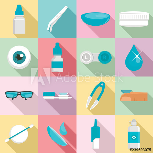 500x500 Contact Lens Icon Set Flat Set Of Contact Lens Vector Icons