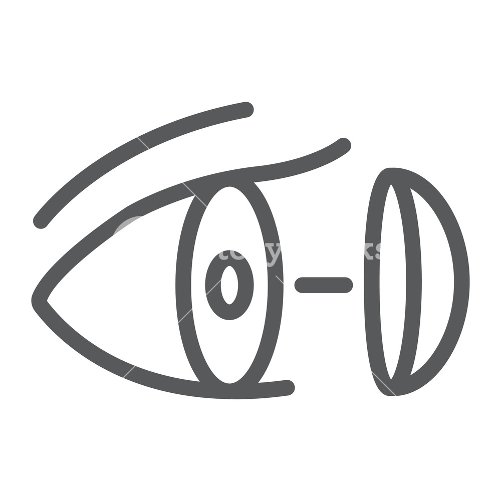1000x1000 Eye Lens Line Icon, Vision And Care, Contact Lens Sign, Vector