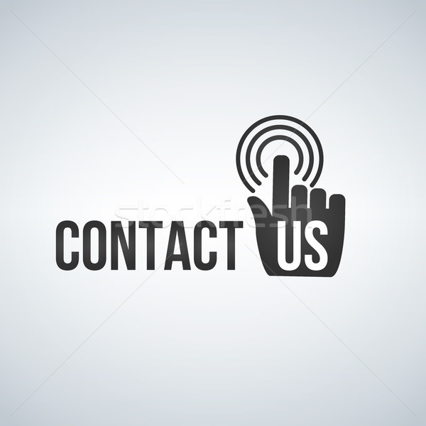 600x600 Contact Us Icon With Hand Mouse Cursor And Waves Vector