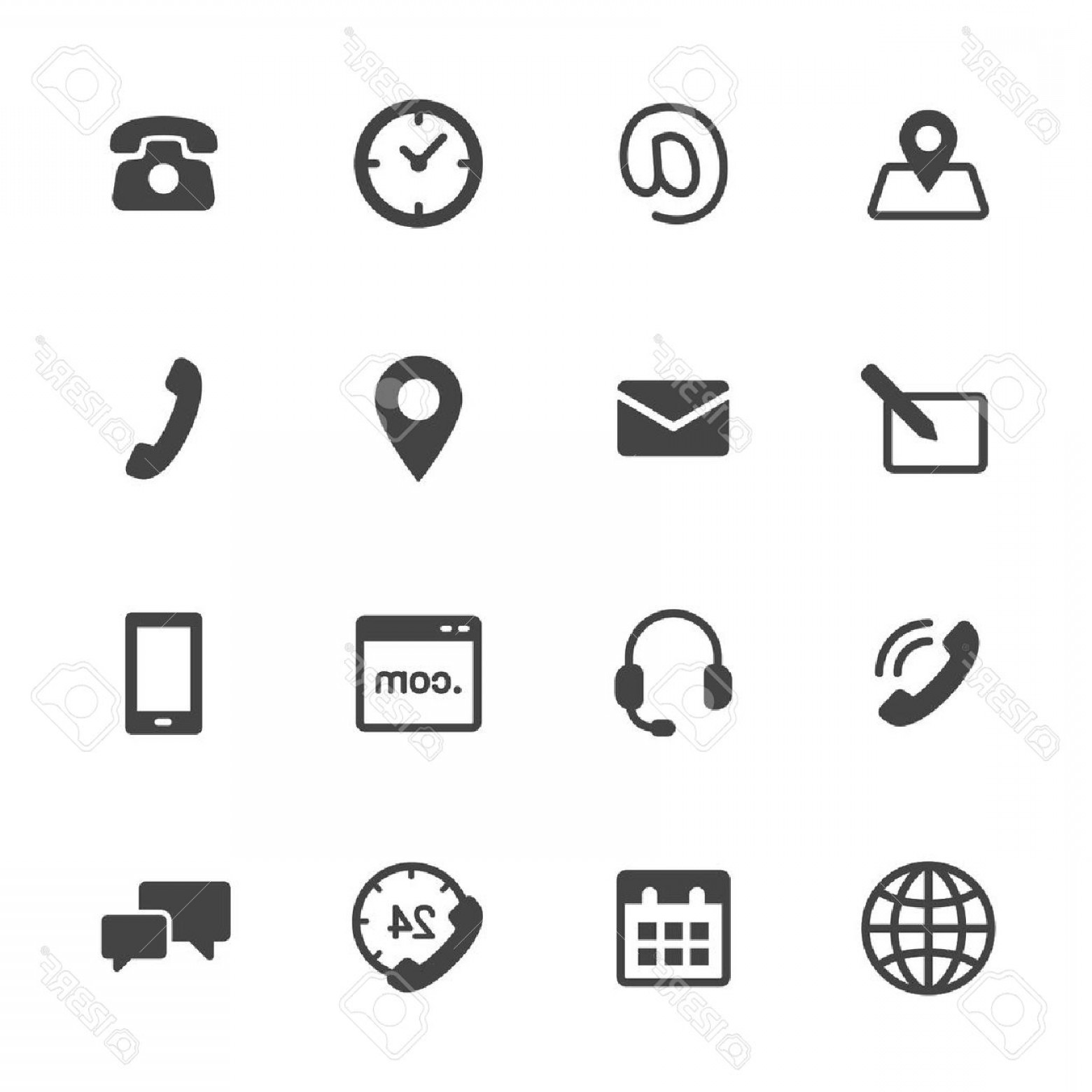 1560x1560 Photostock Vector Contact Us Icons Simple Flat Vector Icons Set