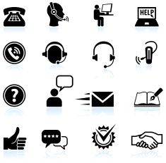 235x231 Contact Us And Customer Service Black White Icon Set Vector Art