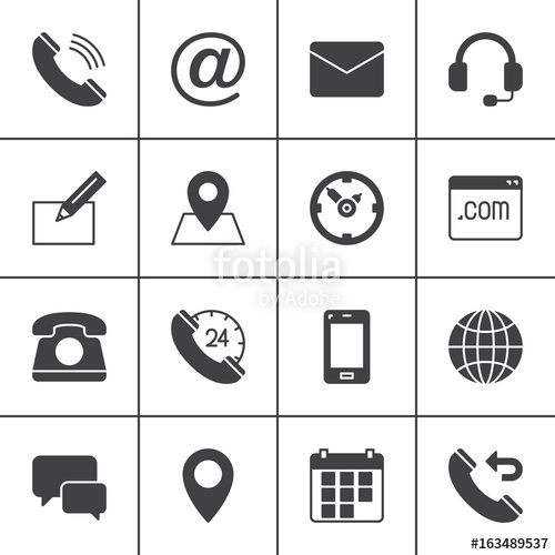 500x500 Contact Vector Icons Set, Modern Solid Symbol Collection, Filled