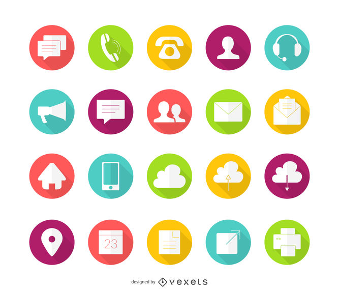 667x570 Flat Circle Contact Icons