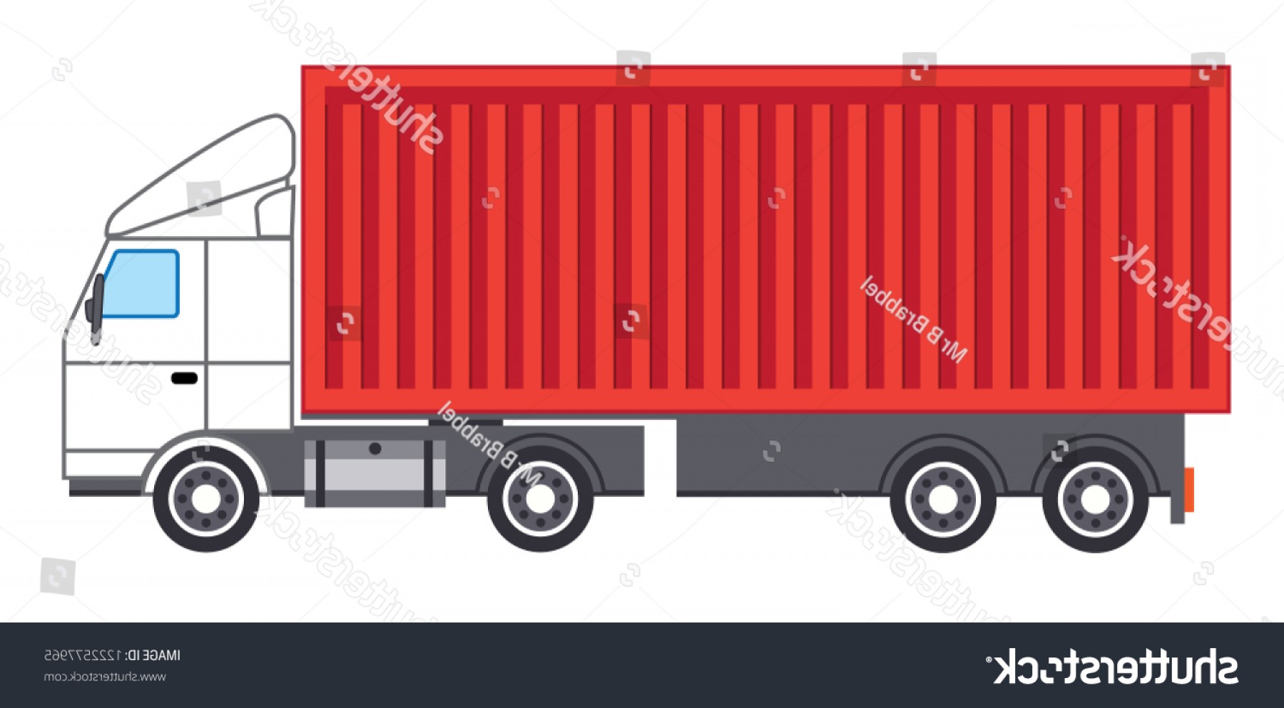 1800x993 Red Container On White Truck Vector Hoodamathrun
