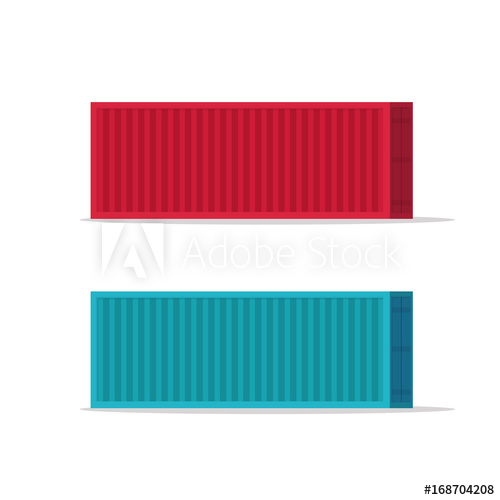 500x500 Large Shipping Containers Vector Illustration Isolated On White