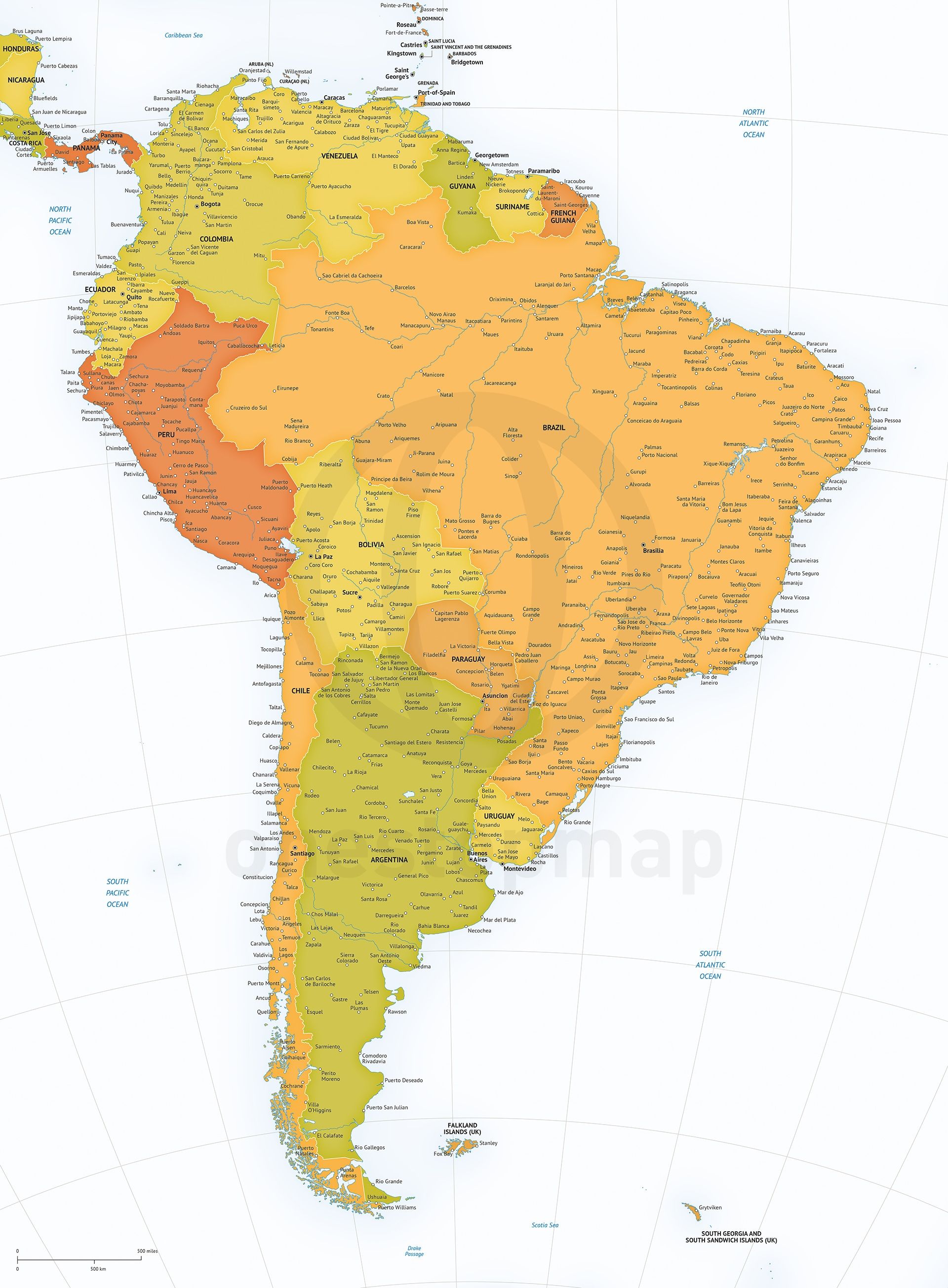 1920x2609 Map Of South America Political High Detail Vectors Map Vector