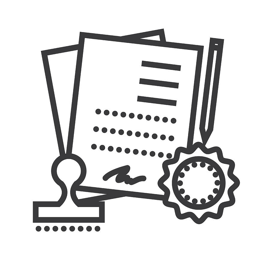 900x900 Agreement, Contract Vector Line Icon, Sign, Illustration