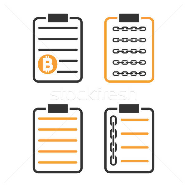 600x600 Blockchain Smart Contract Vector Icon Set Vector Illustration