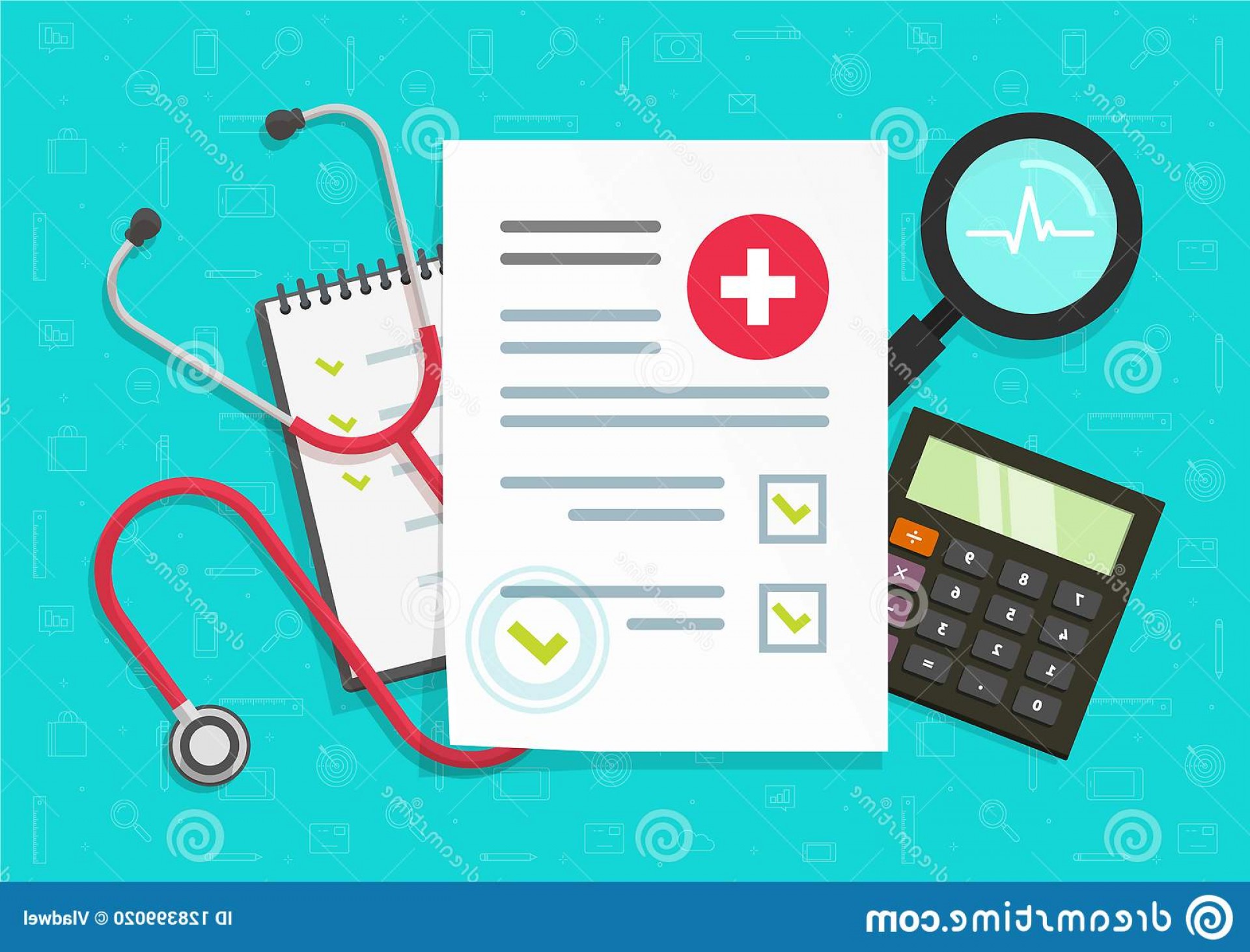 1920x1462 Medical Research Report Contract Vector Flat Cartoon Health Record