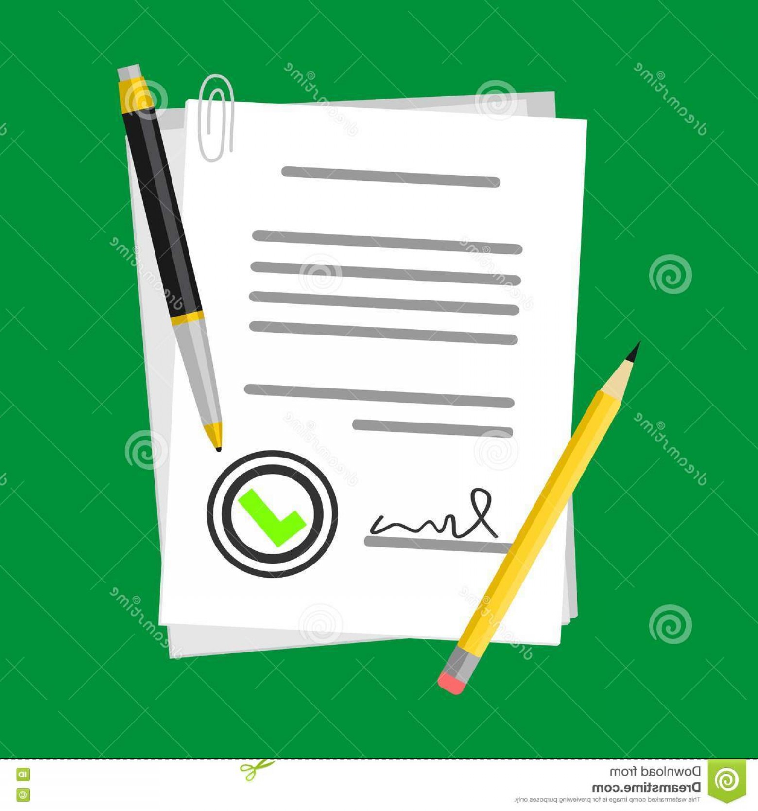 1560x1668 Stock Illustration Positive Contract Vector Illustration Paper
