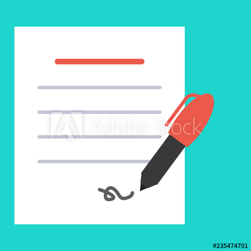 500x500 Vector Business Contract Sign Sign Document Penc And Contract