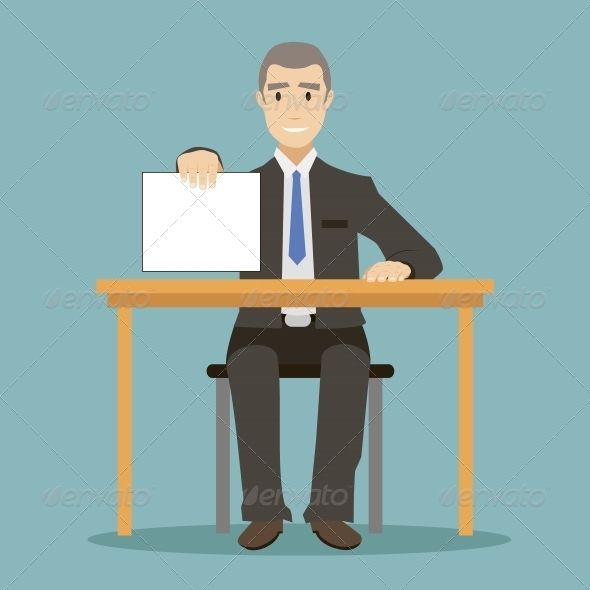 590x590 Flat Design Style Businessman Sitting