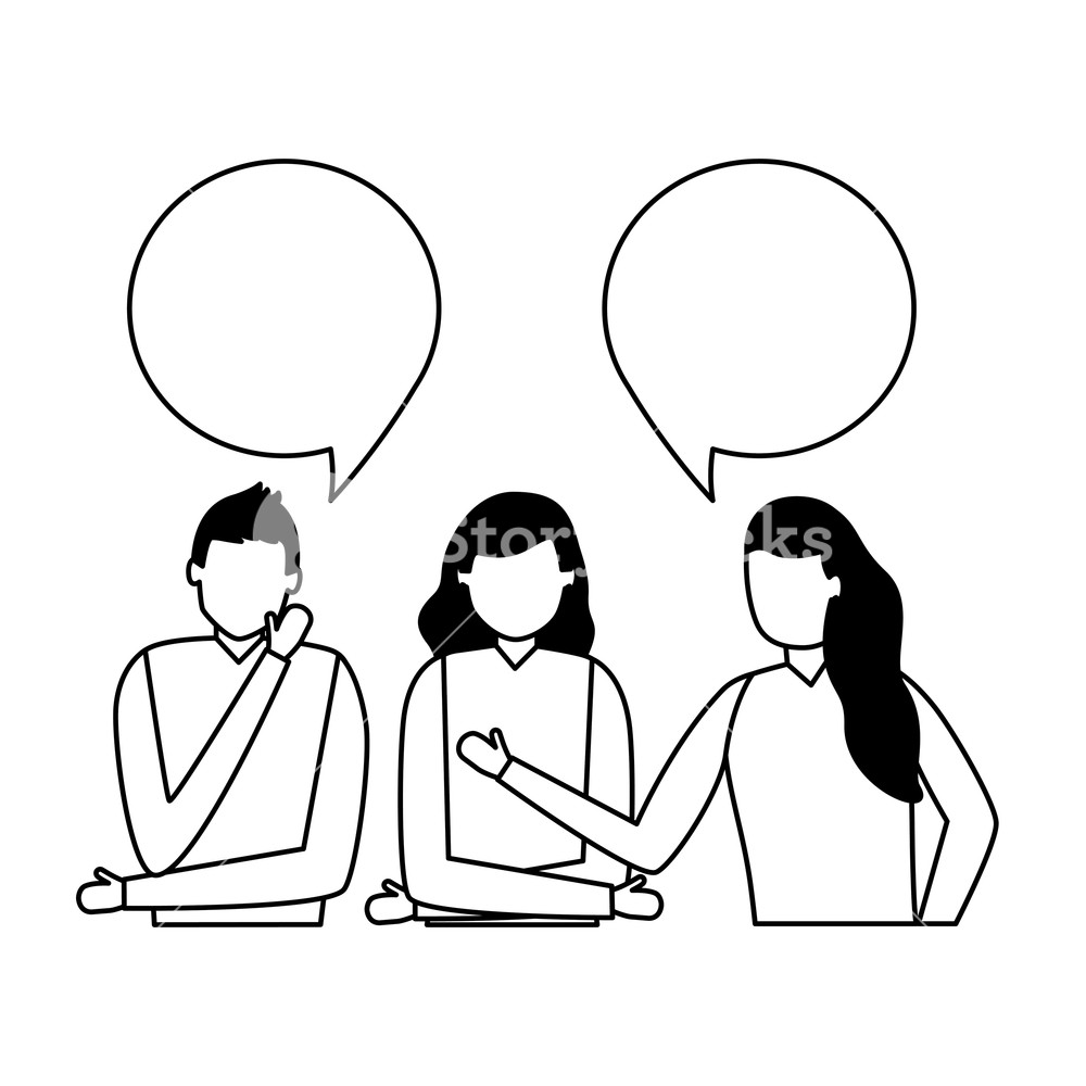1000x1000 Team Man And Women Talking Speech Bubble Vector Illustration