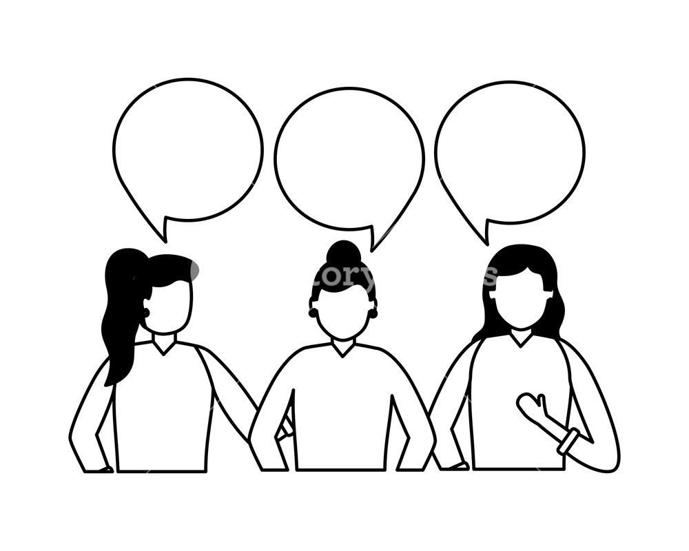 1000x800 Team Women Talking Speech Bubble Vector Illustration Royalty Free