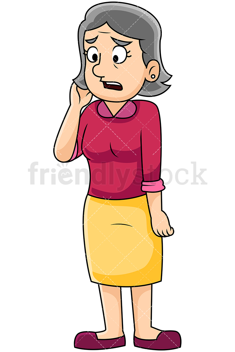 800x1200 Irritated Mature Woman Talking Sadly Vector Cartoon Clipart