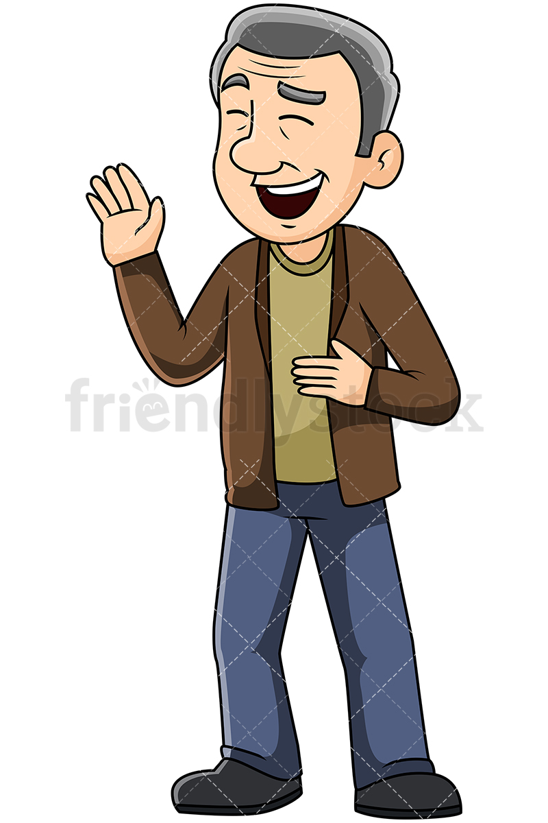 800x1200 Mature Man Laughing During Conversation Vector Cartoon Clipart