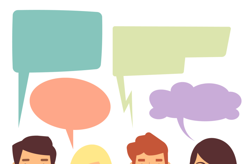 800x533 Vector Conversation Concept With People And Blank Thinking Bubbles