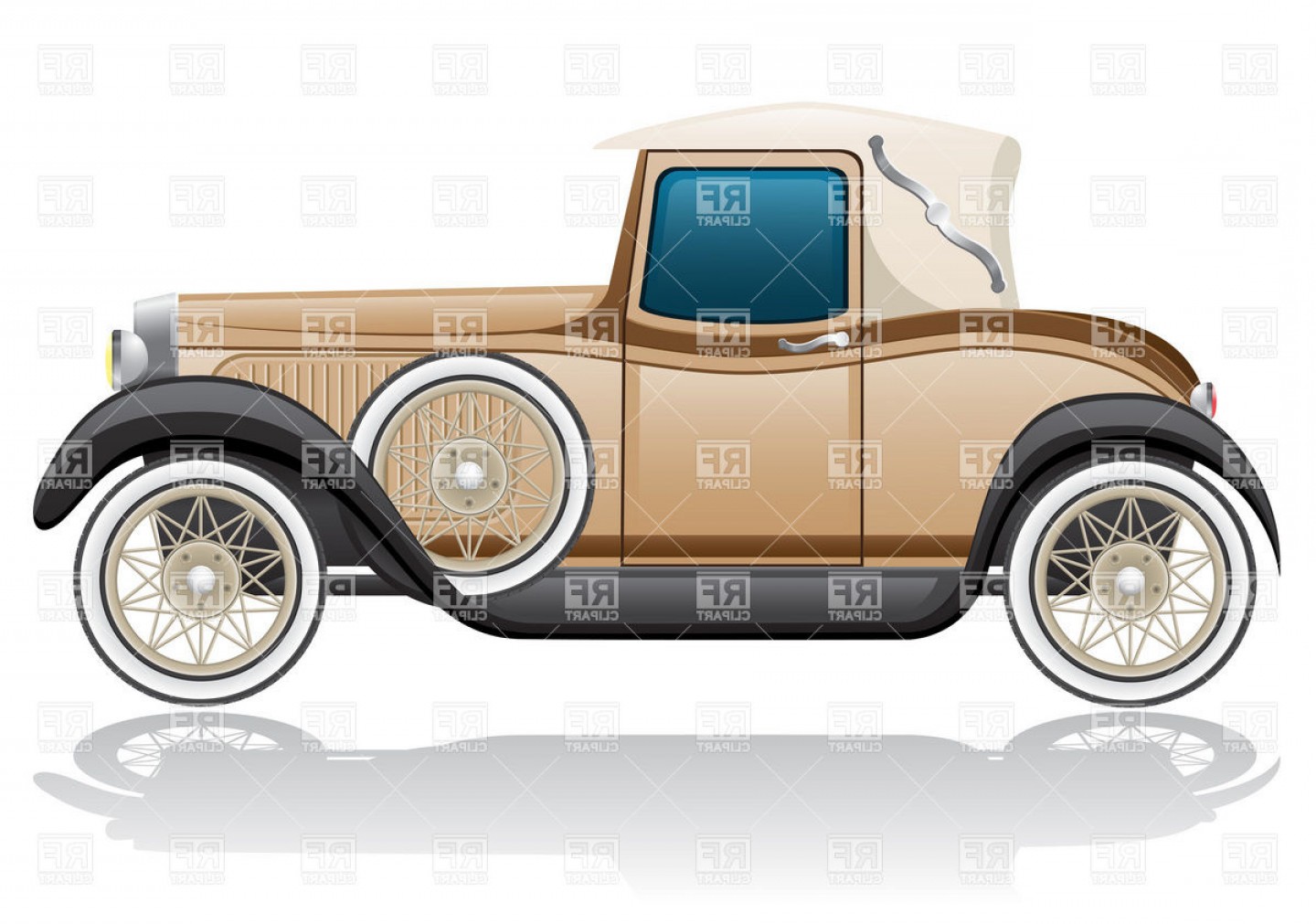 1440x1011 Old Convertible Car Retro Coupe With Spoke Wheels Side View Vector