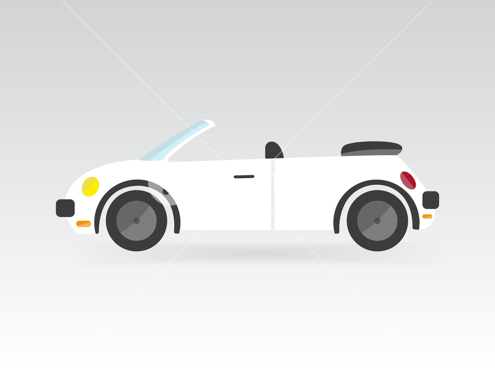 1000x750 White Flat Style Isolated Convertible Race Sport Car Vector