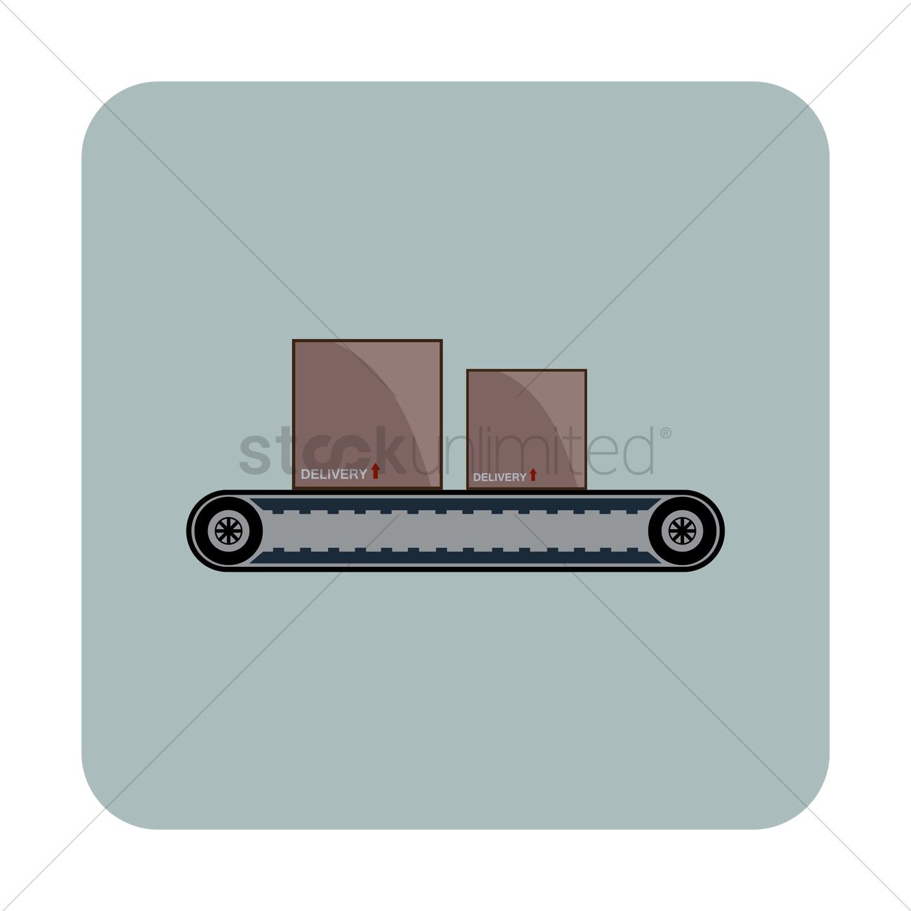 1300x1300 Cardboard On Conveyor Belt Vector Image