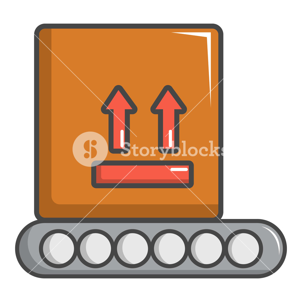 1000x1000 Conveyor Belt With Box Icon Cartoon Illustration Of Conveyor Belt