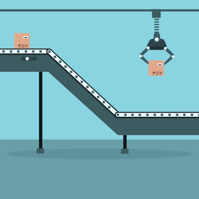 640x640 Automated High Conveyor Belt In A Production Line, Engineering