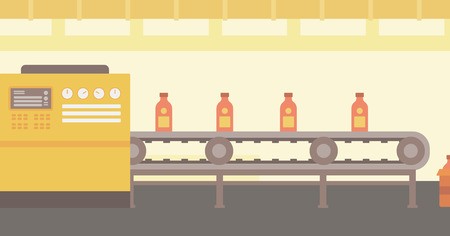 450x236 Background Of Conveyor Belt With Bottles Vector Flat Design