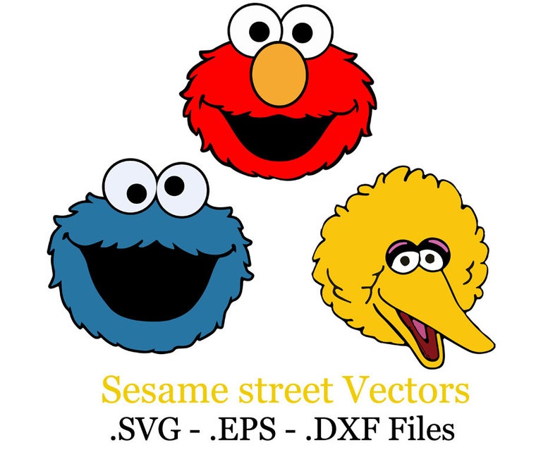 794x648 Big Bird Cookie Monster Elmo Sesame Street Set Vector Etsy