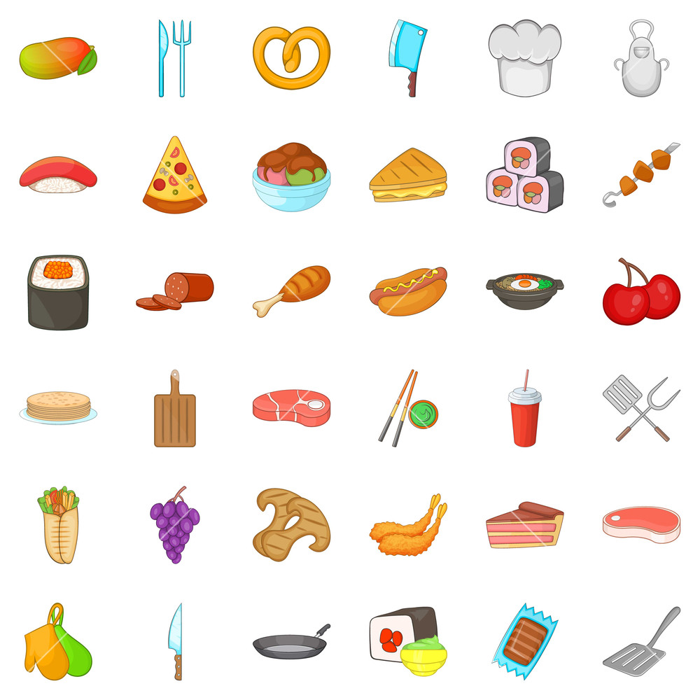 Cooking Icons Set Cartoon Style Of Cooking Vector Icons 1000x1000 Cooking Icons Set Cartoon Style Of Cooking Vector Icons