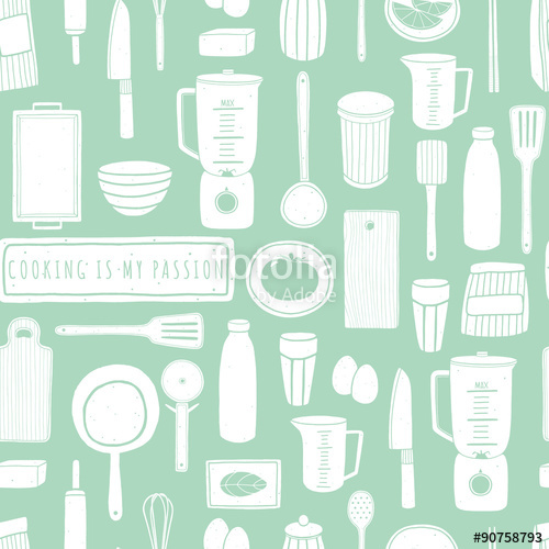 Doodle Cooking Background Vector Seamless Pattern With Kitchen 500x500 Doodle Cooking Background Vector Seamless Pattern With Kitchen