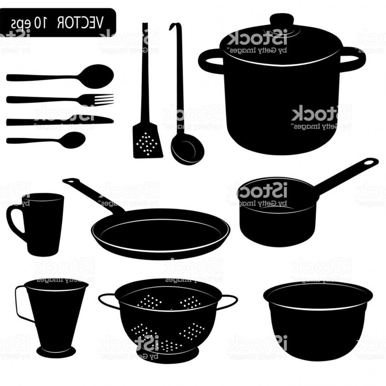Vector Silhouettes Of Kitchen Tools A Set Of Kitchen Items 1228x1228 Vector Silhouettes Of Kitchen Tools A Set Of Kitchen Items