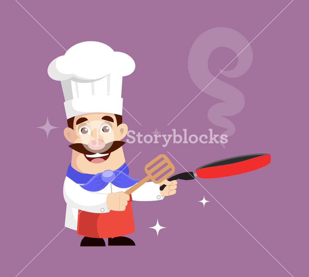 Chef Cooking In Frying Pan Vector Illustration Royalty Free Stock 1000x899 Chef Cooking In Frying Pan Vector Illustration Royalty Free Stock