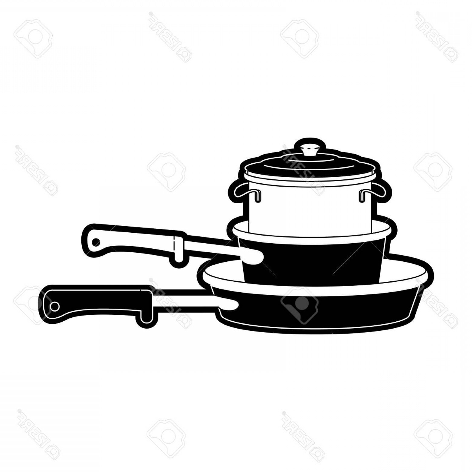 Photostock Vector Stew Pan And Cooking Pot Stack In Black 1560x1560 Photostock Vector Stew Pan And Cooking Pot Stack In Black