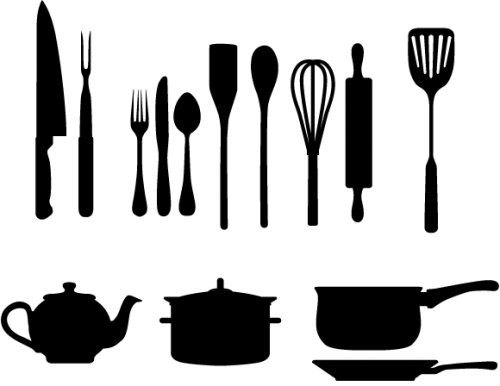 500x386 Kitchen Utensils Silhouette Vector Free Set Possible Wall Art