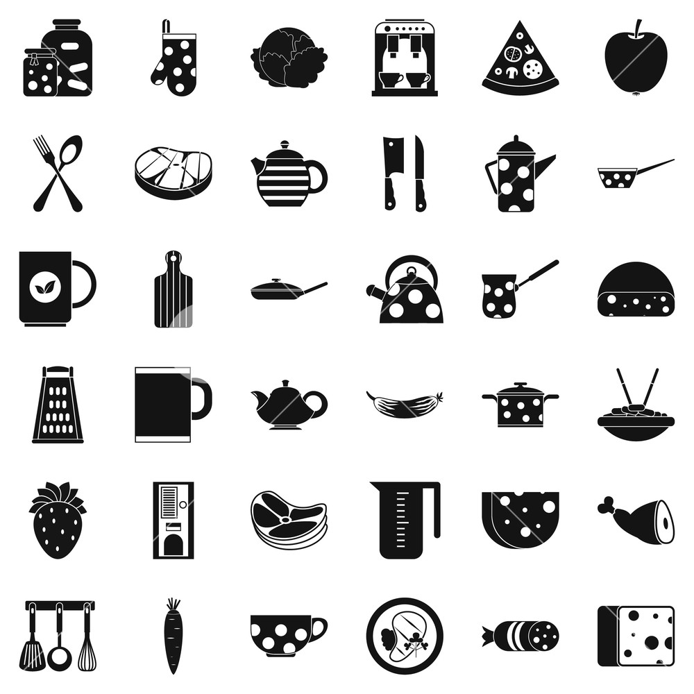 1000x1000 Cooking Icons Set Simple Style Of Cooking Vector Icons For Web